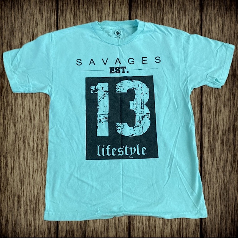 Savage Lifestyle T-Shirt Size M Aqua Green Black